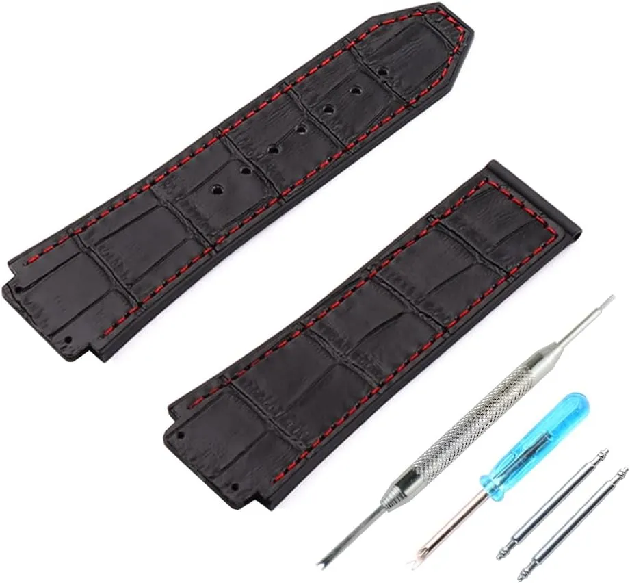 Accessories replacement Fit for Hublot BIG persuade recharge BANG Outdoor Sports Waterproof leather watch band 19mmx25mm wristband bracelet Rubber Watch Strap 