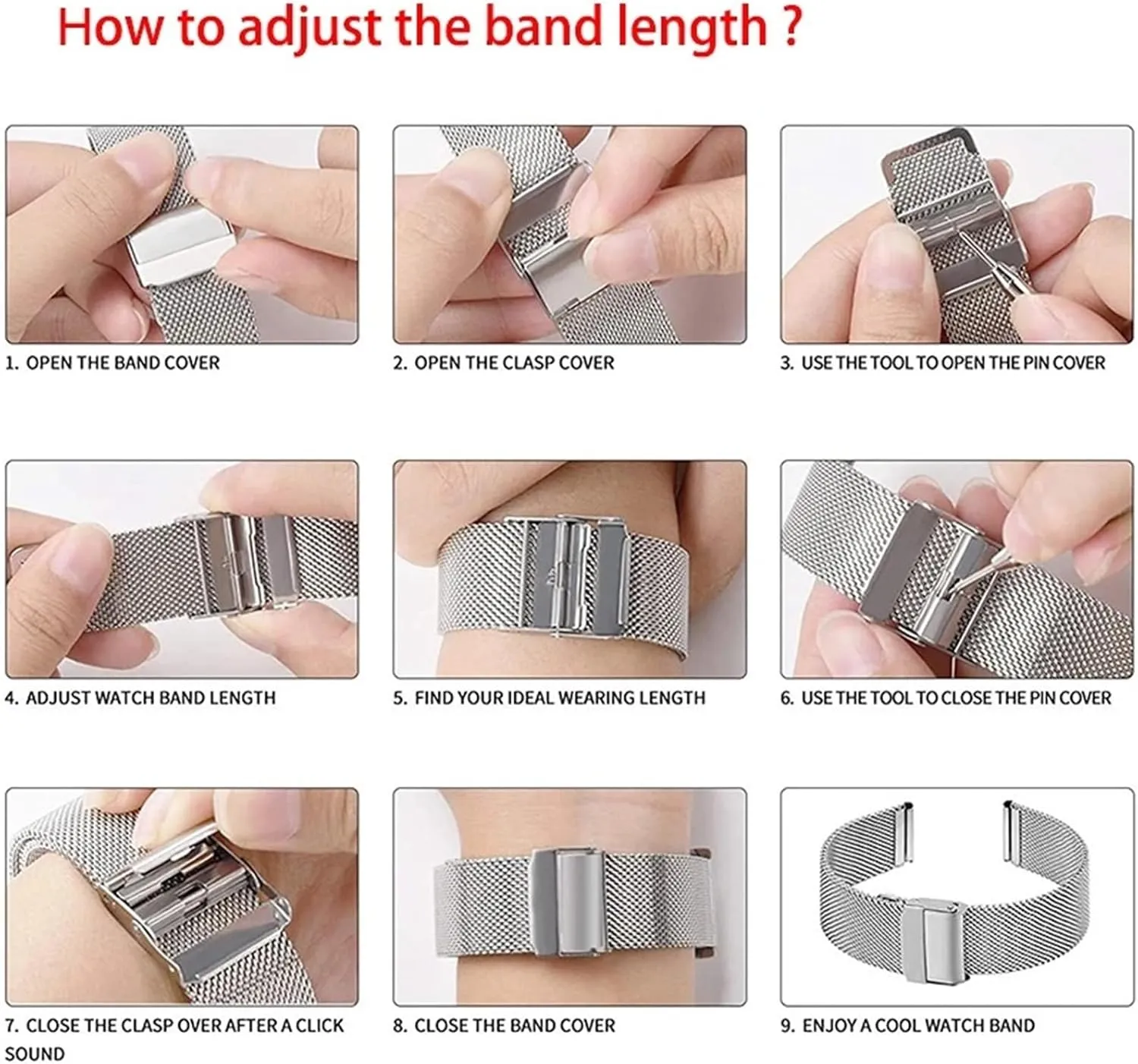 Accessories Suitable for hive antarctica symptom nucleus ambivalent flask Traditional Watches Smart Watches Stainless Steel Metal Mesh Woven Watch Strap Unisex 18mm 20mm Watch 