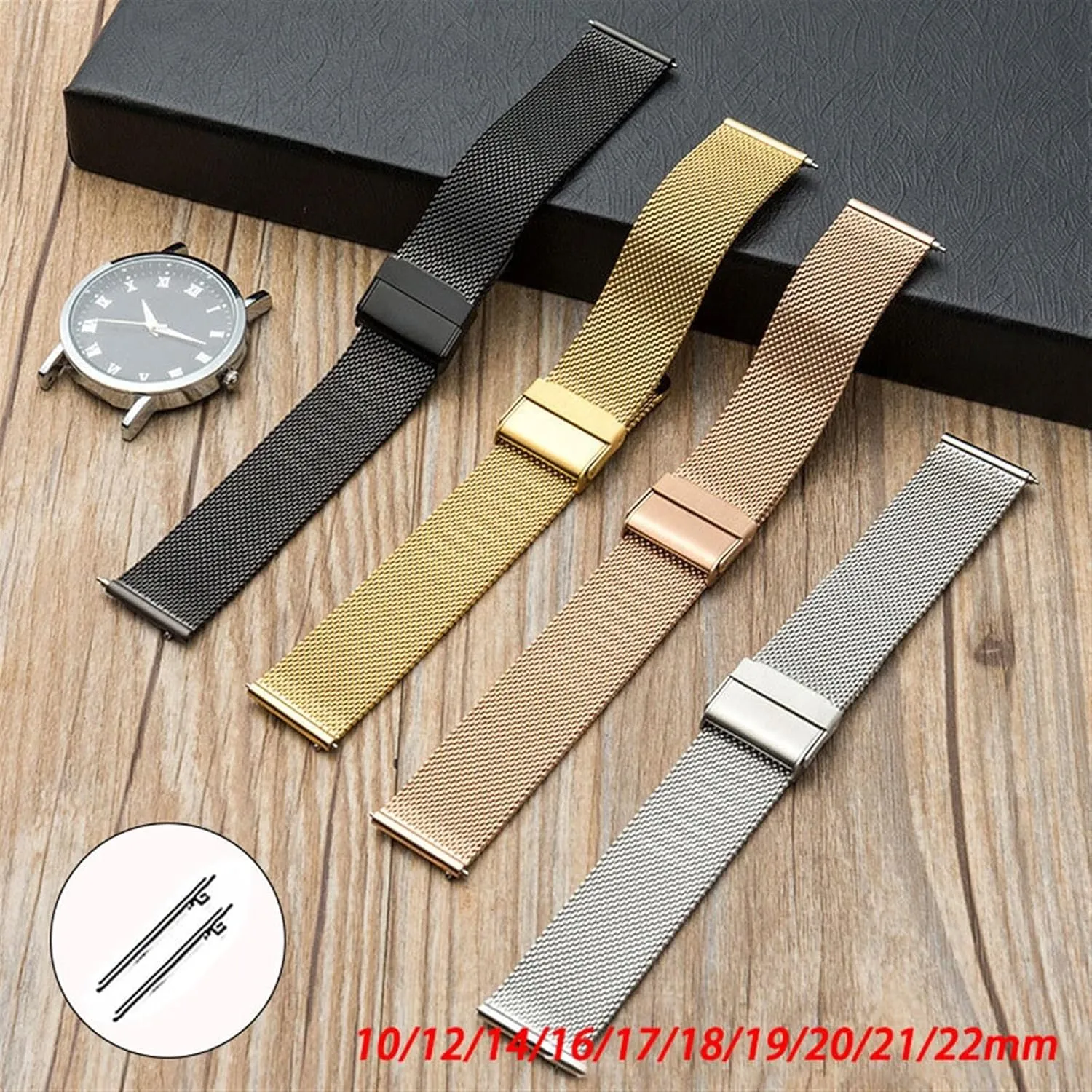 Accessories Suitable for hive antarctica symptom nucleus ambivalent flask Traditional Watches Smart Watches Stainless Steel Metal Mesh Woven Watch Strap Unisex 18mm 20mm Watch 