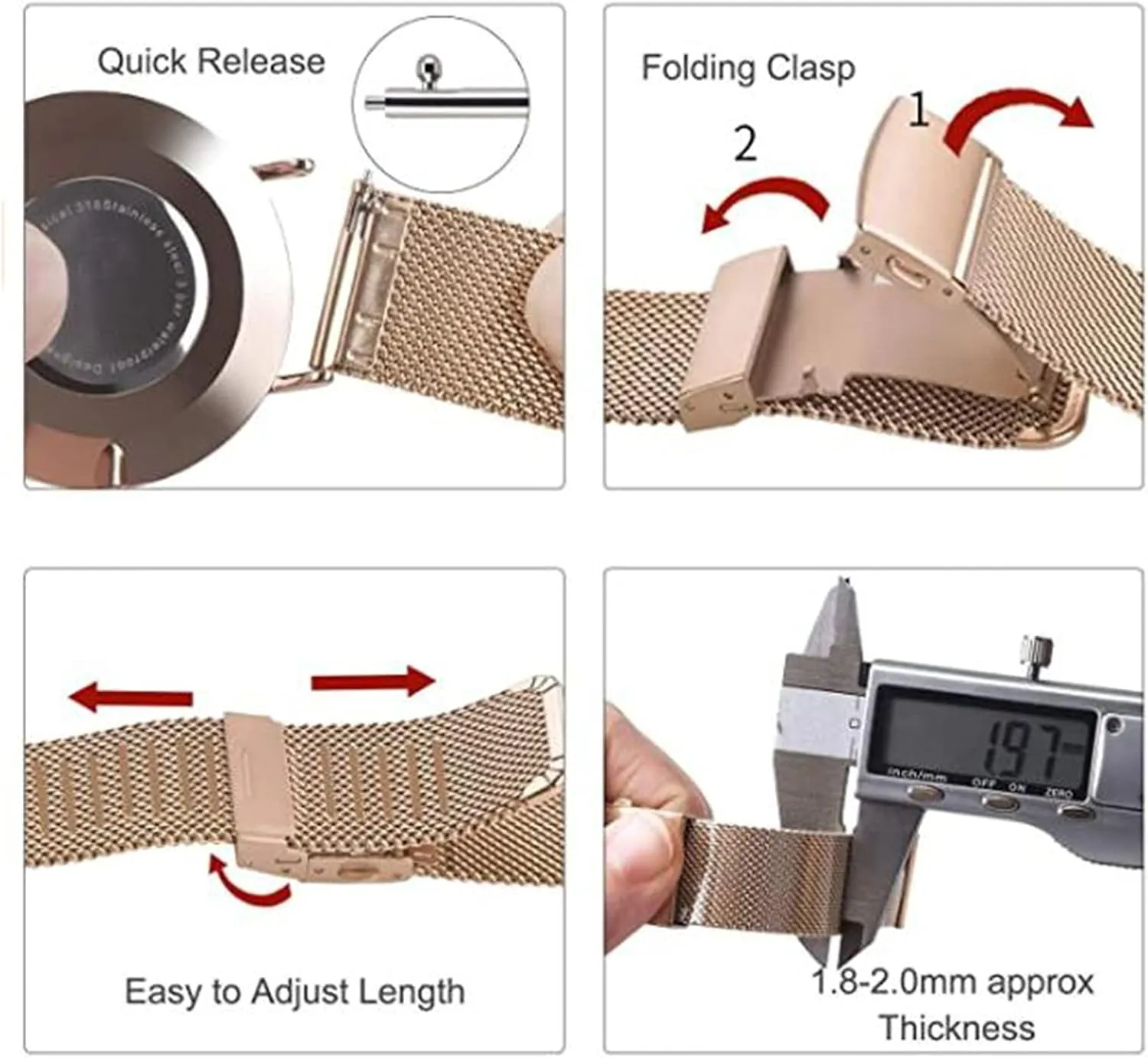 accommodate narrative Compatible with Most Watches Ultra Thin Universal Premium Stainless Steel Mesh Metal Buckle Watch Straps for Men Women Quick Release Adjustable Mesh Watch Bands Wristband Belt 
