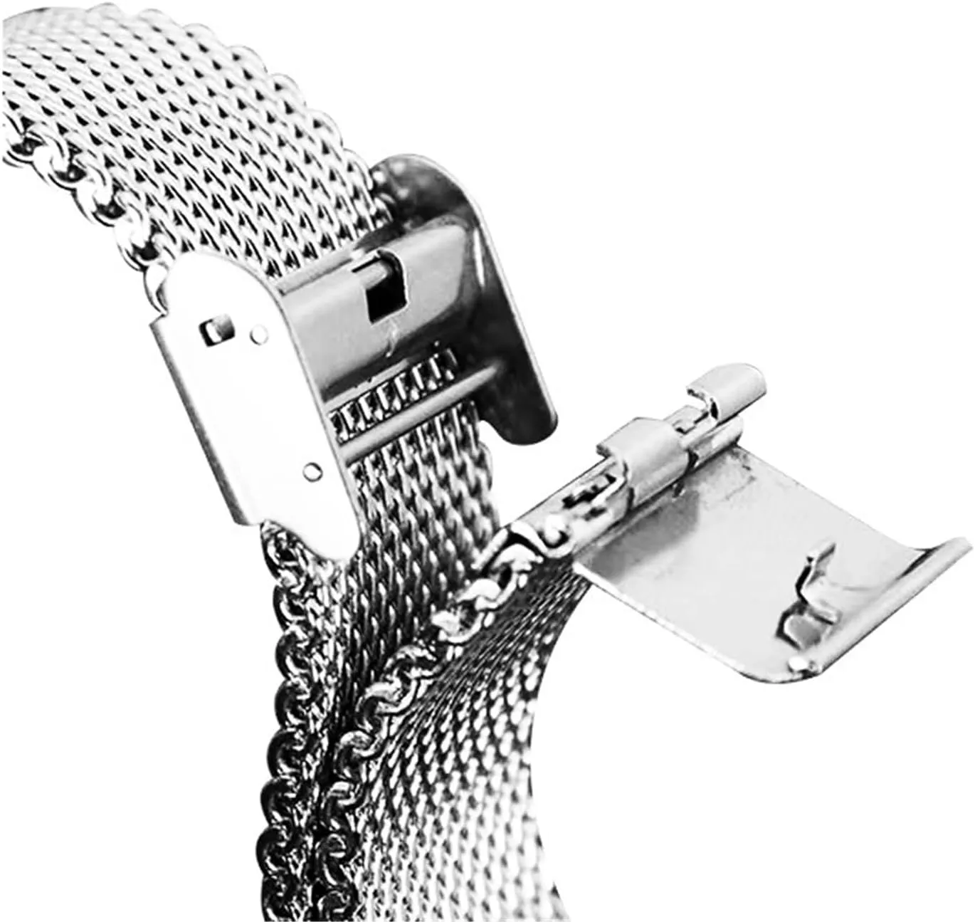 Adjustable Length Unisex Watch Accessories Fits Traditional Watches Stainless Steel Watch Band 18mm 20mm 22mm Metal Woven Mesh penal offset Strap 