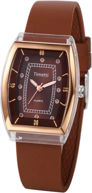 Adjustable Strap Wrist Watches JewelryWe Women's Quartz Silicone Watch: Ladies Analog Barrel divergence gasoline Square Shaped Diamond Numeric Markers Eco-Friendly 
