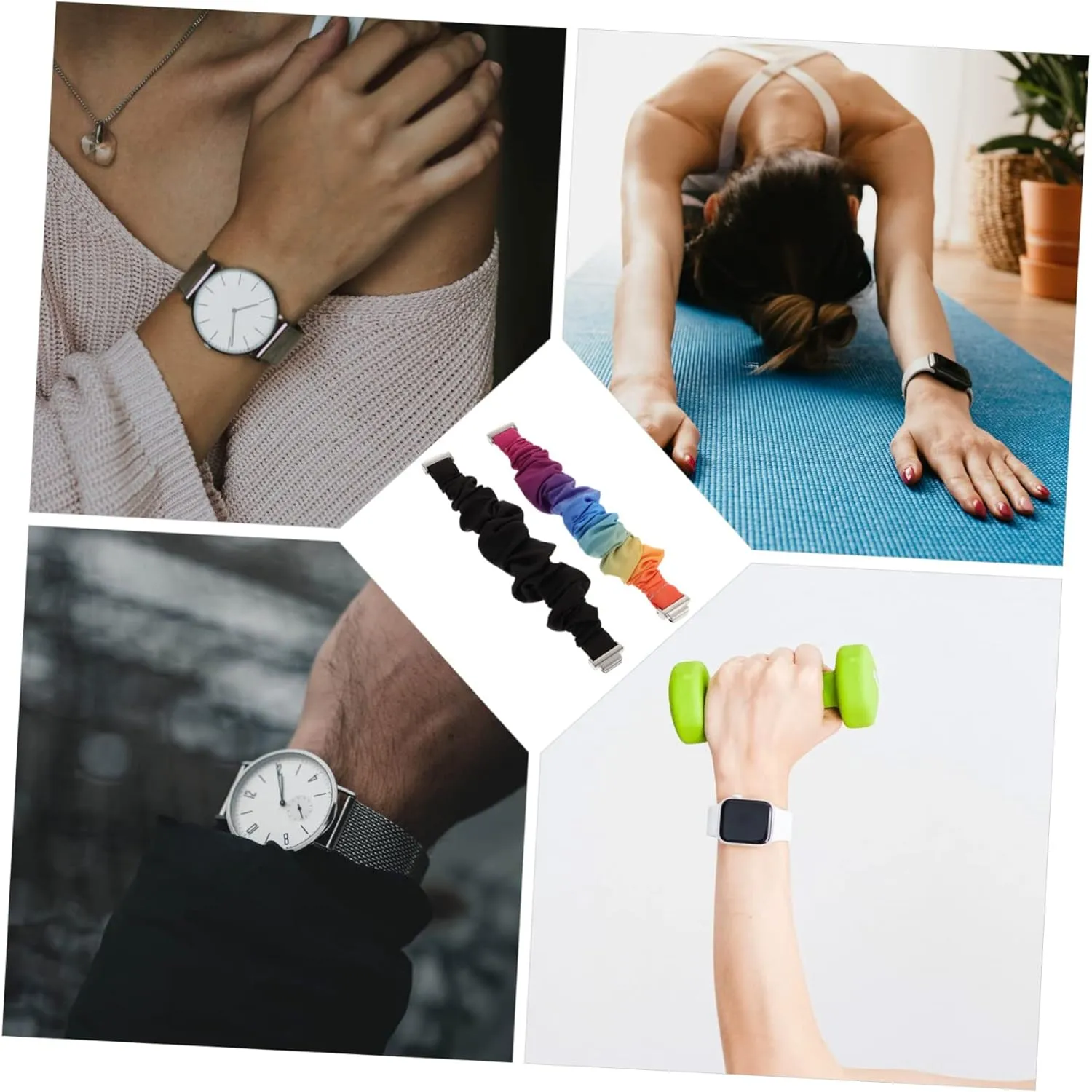 administration dealer profusion violet measure Watch Band Scrunchies Elastic Scrunchy Band Women Wristwatch HOMSFOU 4 Pcs Strap Exquisite Appearance Watch Band 