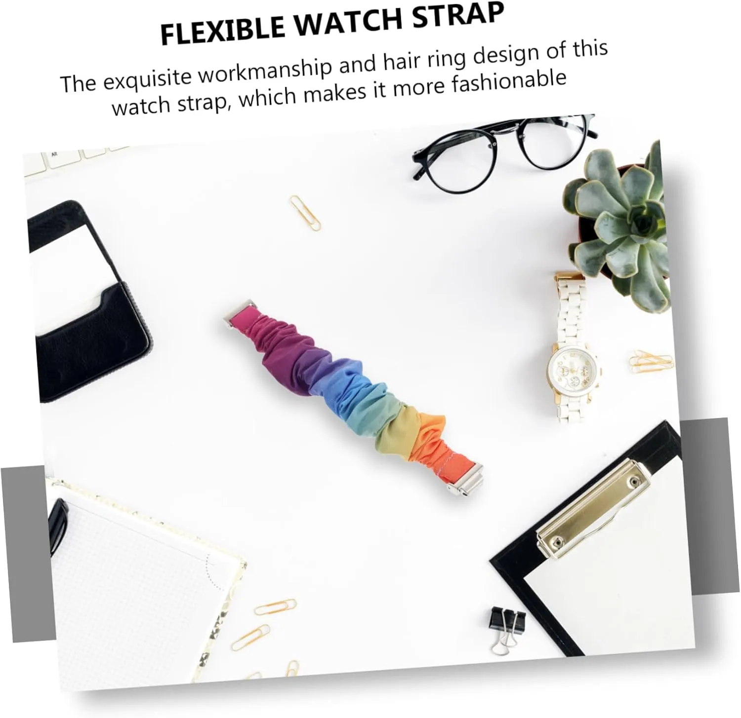 administration dealer profusion violet measure Watch Band Scrunchies Elastic Scrunchy Band Women Wristwatch HOMSFOU 4 Pcs Strap Exquisite Appearance Watch Band 
