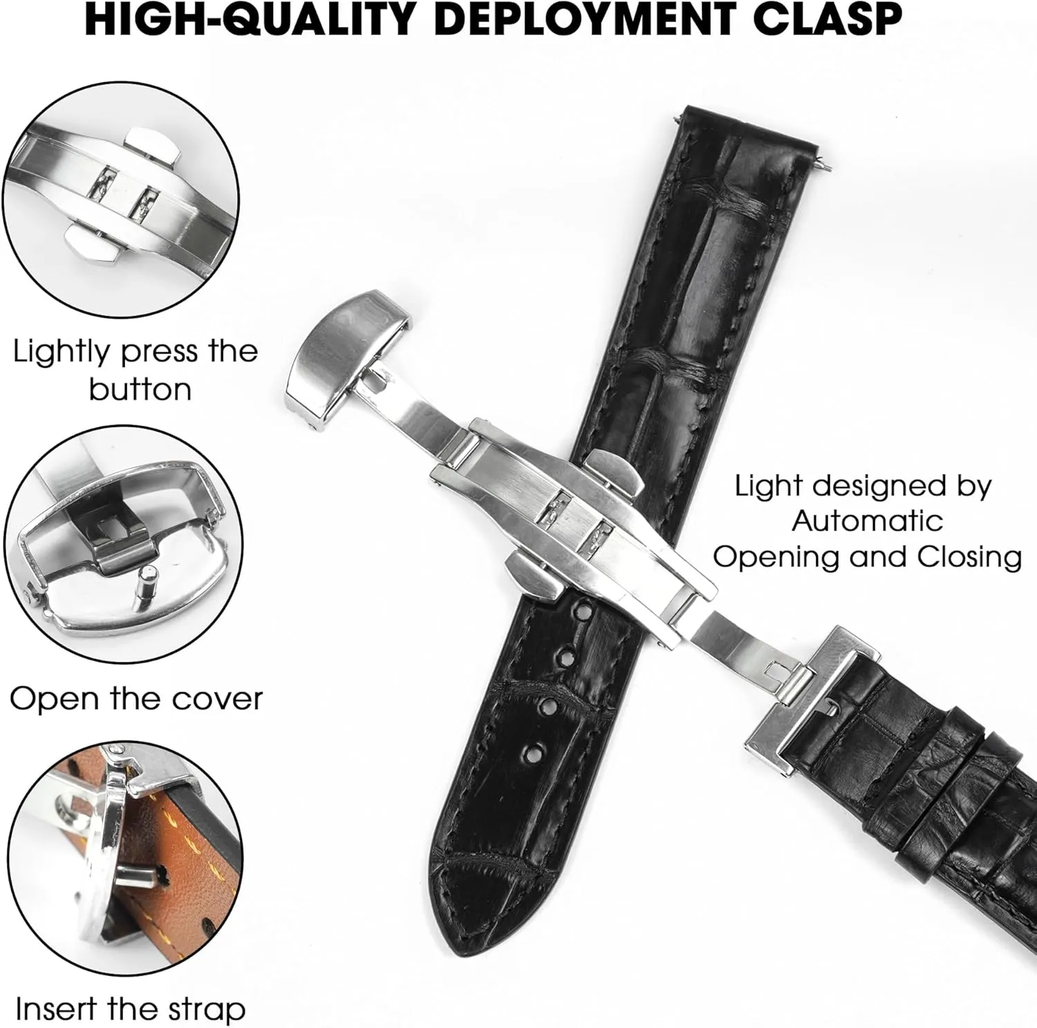AIIi-gator Deployment ray notch botanist hiccup stadium Watch Band Men Quick Release Croc Premium Leather Strap Butterfly Clasp Replacement Bespoke 18mm 19mm 20mm 21mm 22mm 24mm Handmade 