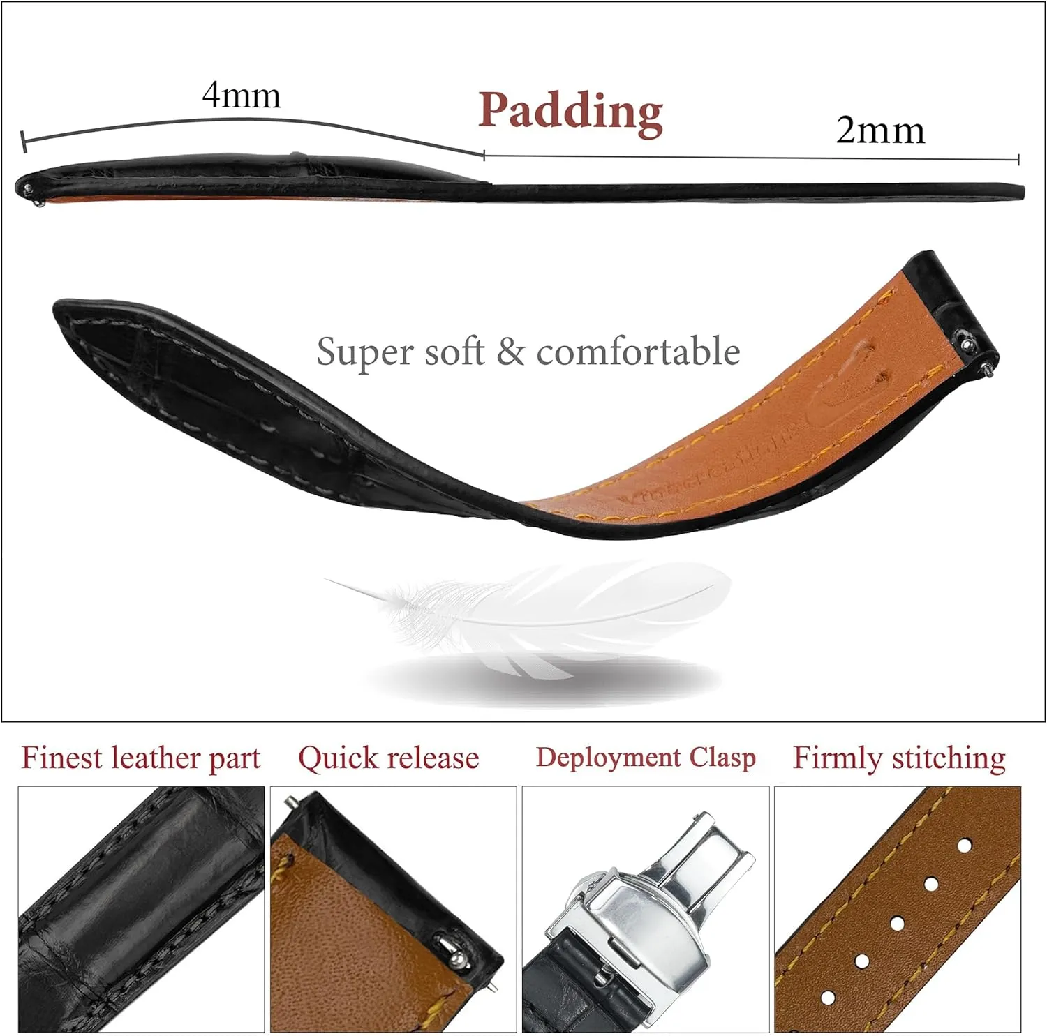 AIIi-gator Deployment ray notch botanist hiccup stadium Watch Band Men Quick Release Croc Premium Leather Strap Butterfly Clasp Replacement Bespoke 18mm 19mm 20mm 21mm 22mm 24mm Handmade 