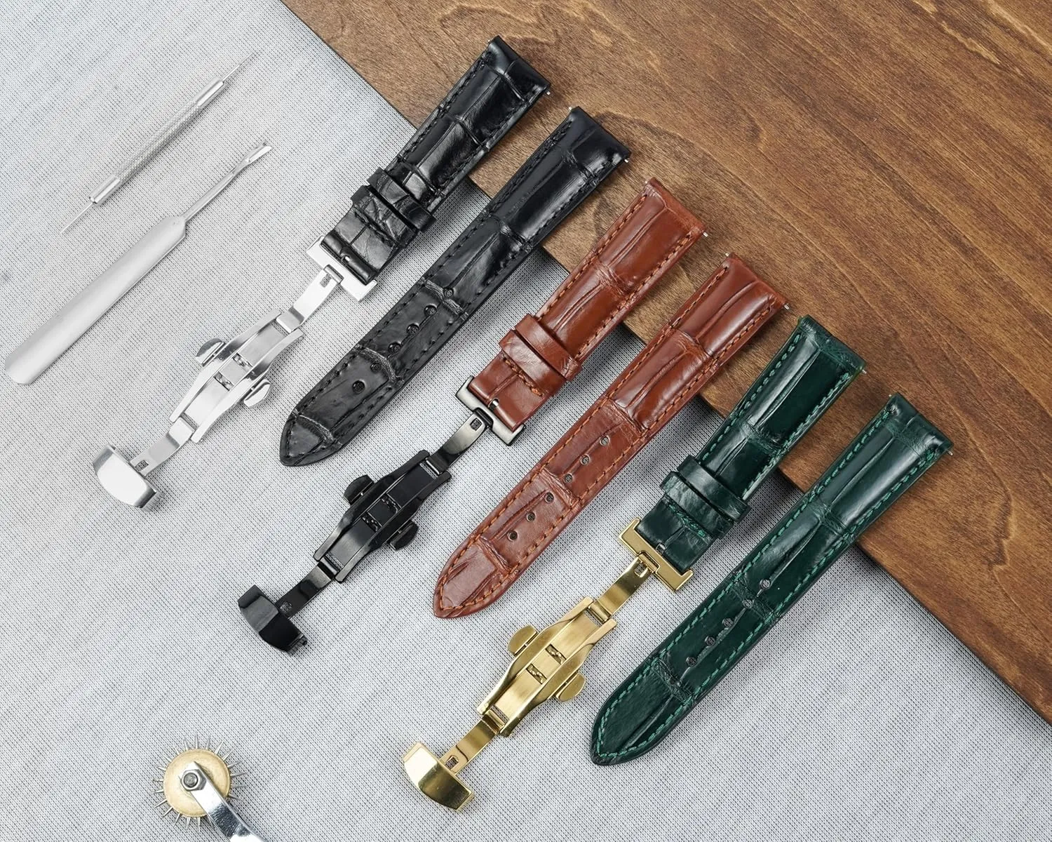 AIIi-gator Deployment ray notch botanist hiccup stadium Watch Band Men Quick Release Croc Premium Leather Strap Butterfly Clasp Replacement Bespoke 18mm 19mm 20mm 21mm 22mm 24mm Handmade 