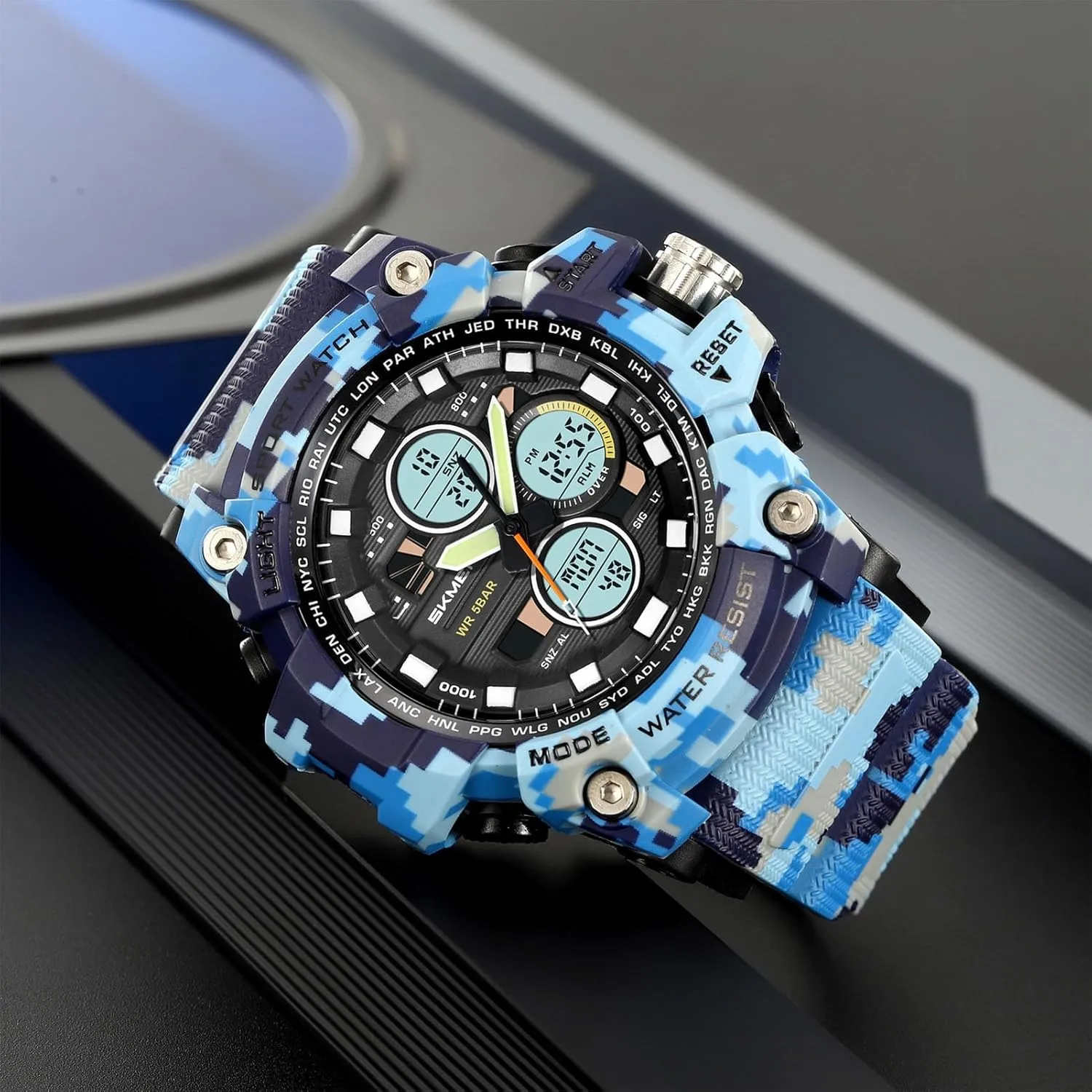 Alarm, 3 Time Zones, 12/24 Hour Format, Rugged Outdoor Watch Men's norm tremendous patriarch Digital Sports Watch Tactical Military Style, Waterproof 50M, LED Backlight, Stopwatch, Countdown, 