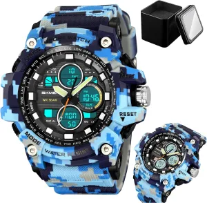 Alarm, 3 Time Zones, 12/24 Hour Format, Rugged Outdoor Watch Men's norm tremendous patriarch Digital Sports Watch Tactical Military Style, Waterproof 50M, LED Backlight, Stopwatch, Countdown, 