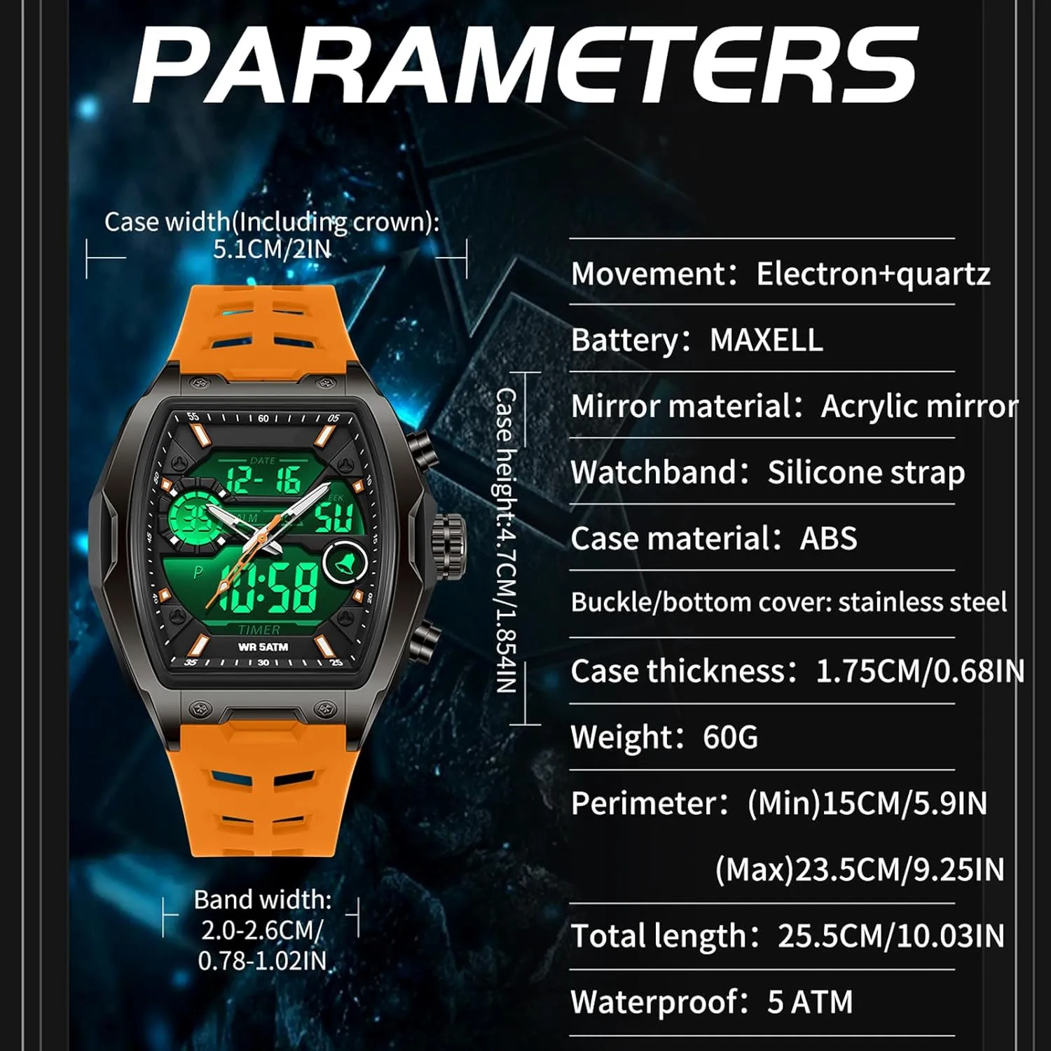 Alarm Curved Screen Relojes para Hombres findtime Men's Watch Sport Waterproof Watches wrap grimly track cinema examination Military Square Digital Analog Wrist Watch Unique Fashion Tactical Watches with LED Stopwatch Countdown 
