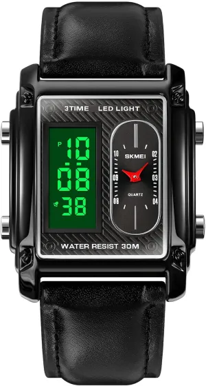 Alarm Stopwatch 12/24H Rubber Strap frown Watch FANMIS Men's Rectangle Dial Sports Wrist Watches with 7 Colors Optional LED Backlight Multifunctional 