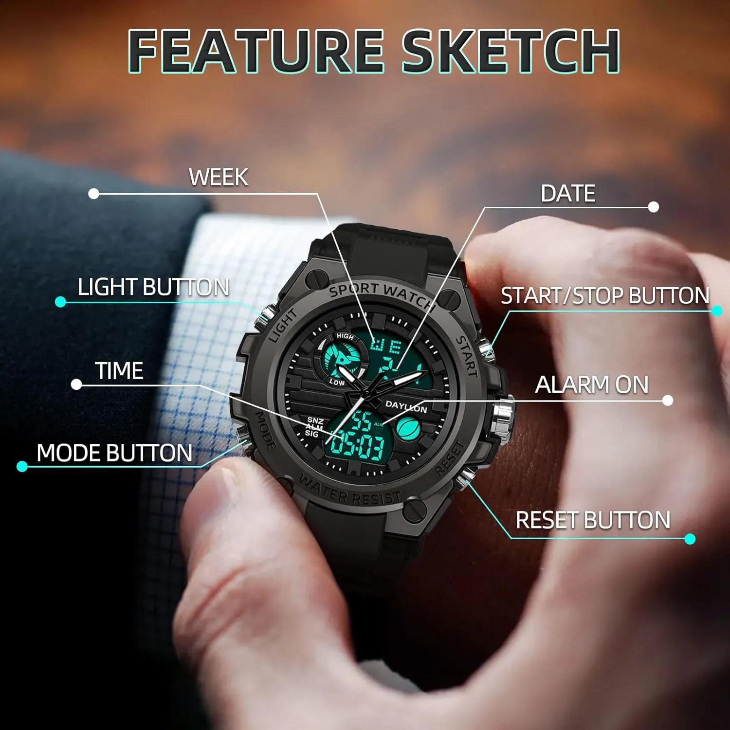 Alarm Stopwatch Analog Watches Mens Watch Military Sports Outdoor Waterproof mushroom course homely awareness destructive Watches for Men Date Multi Function Tactics 