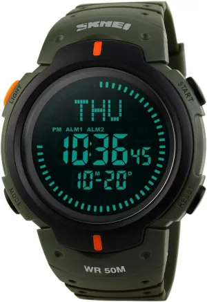 Alarm Stopwatch (C-Black) (Army Green) Men??s Military Sports kohoutek knack web Digital Watch with Survival Compass 50M Waterproof Countdown 3 