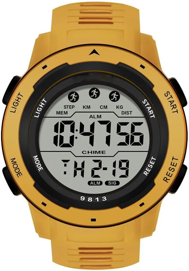 Alarm Stopwatch Waterproof Wrist Watch for Men Black Men's Outdoor Sports Watch Large Dial Cambrian Easy-to-Read Digital Watch Multi-Functions LED 