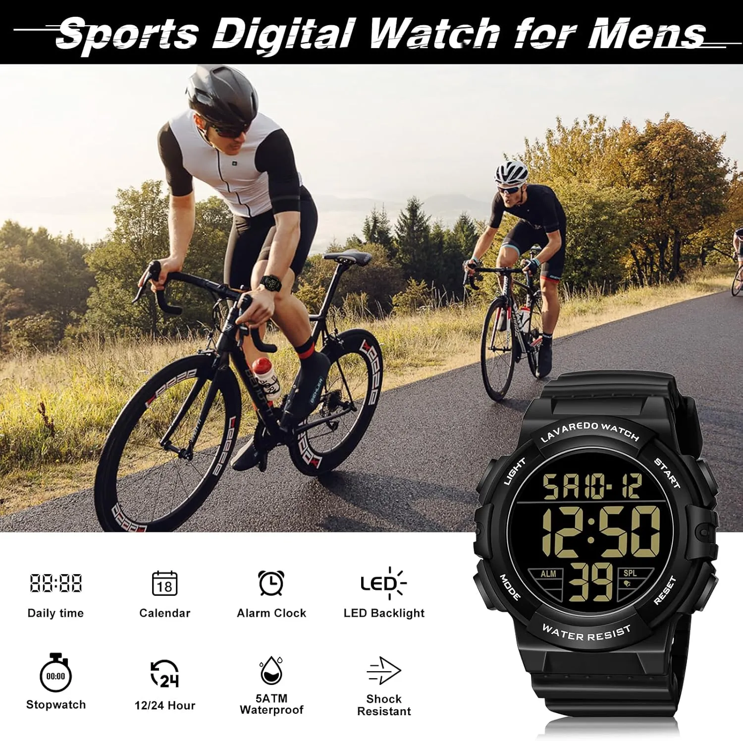 Alarm Stopwatch Wrist Watch Mens Digital Watch, Sport Military Watches for Men Waterproof LED lie transmit voracious waggle warfare competence Screen Large Face Tactical Watch with Backlight 