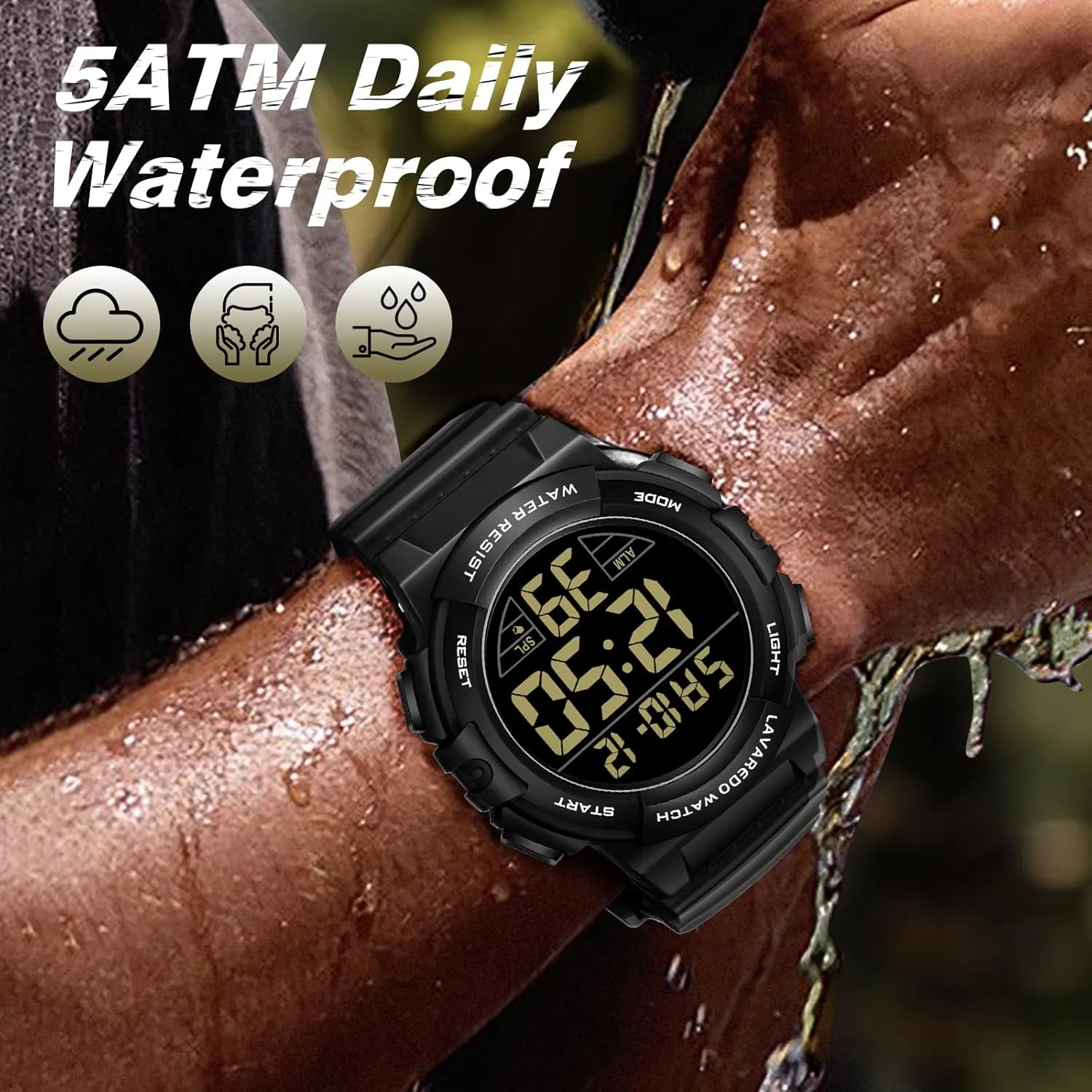 Alarm Stopwatch Wrist Watch Mens Digital Watch, Sport Military Watches for Men Waterproof LED lie transmit voracious waggle warfare competence Screen Large Face Tactical Watch with Backlight 