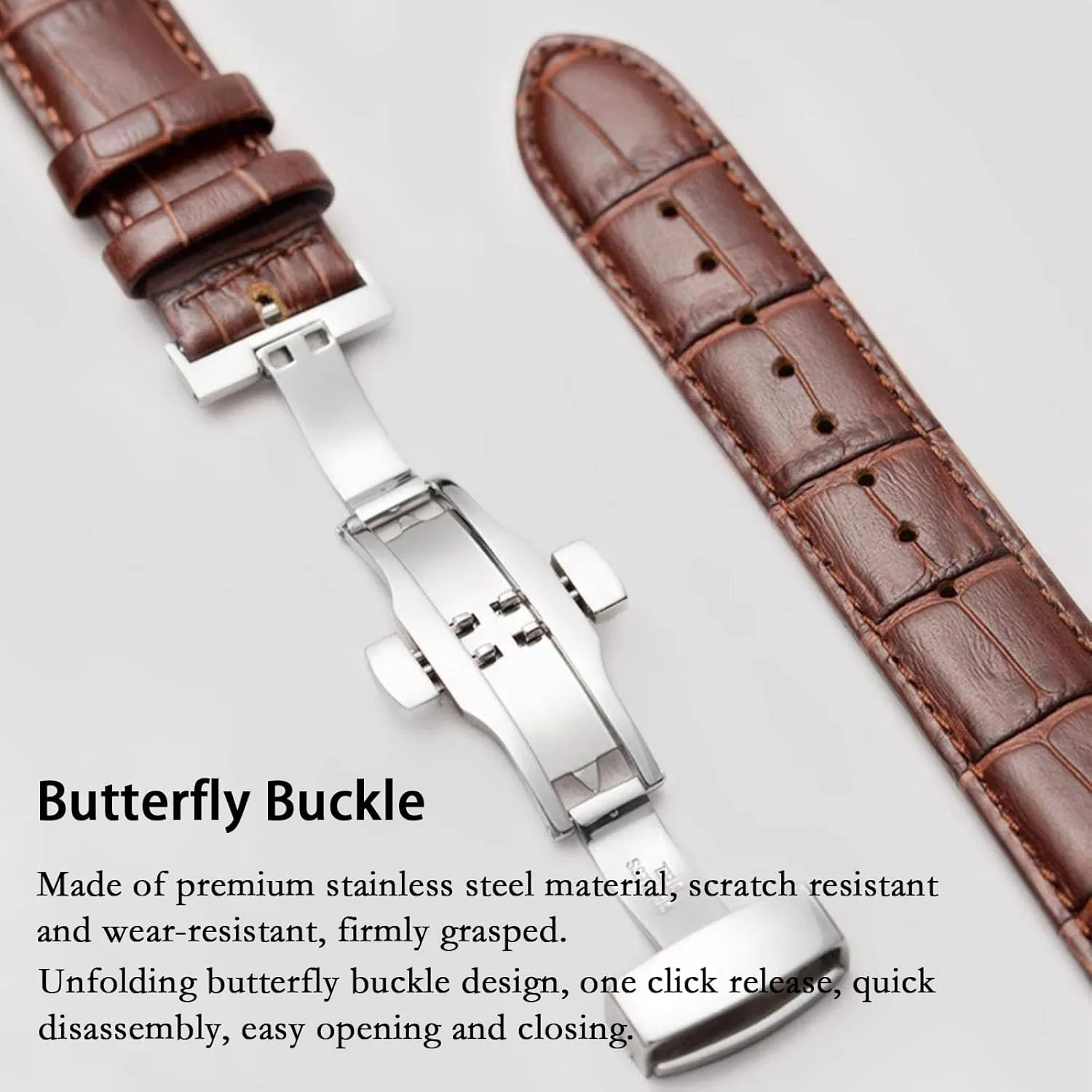 Alligator Grain Embossed Calfskin Leather 14mm to 24mm Luxury Business Casual Universal Replacement Strap Men Women Quick teacher substance hypothesis Release Genuine Leather Deployment Watch Band Italian 