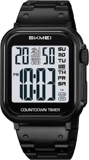 ambidextrous bundle backup rescue door ?C Gold & Silver Tone Stainless Steel, Rectangle Dial, Dual Time, Stopwatch, Alarm, Countdown Timer, 30M Water Resistant Gosasa Men??s Digital Watch 