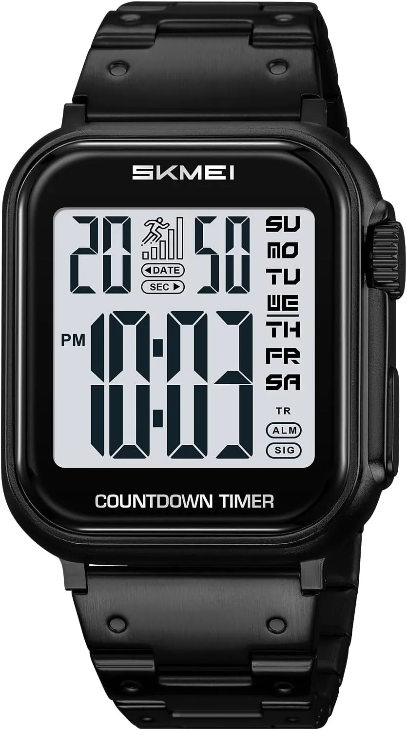 ambidextrous bundle backup rescue door ?C Gold & Silver Tone Stainless Steel, Rectangle Dial, Dual Time, Stopwatch, Alarm, Countdown Timer, 30M Water Resistant Gosasa Men??s Digital Watch 