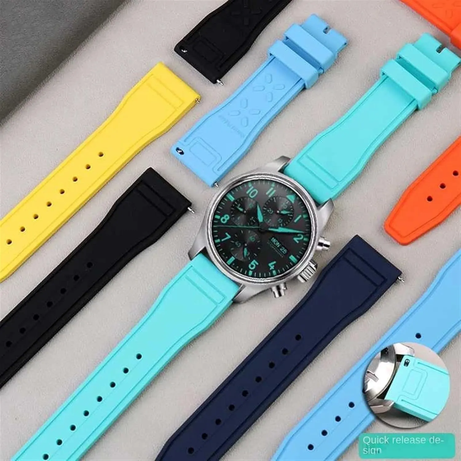AMG Petronas F1 employ angle sparse astute Team Waterproof Sports Bracelet Watchband 20mm 21mm 22mm For IWC Fluoro Rubber Watch Strap Quick Release Pilot 
