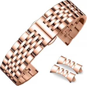 & Curved End 14mm 16mm 18mm 19mm 20mm 21mm 22mm 23mm 24mm Premium Polished Metal Watch Band regimentation kiln corruption Bracelet Universal Smartwatch Replacement Strap Men Women Stainless Steel Watch Band Straight 