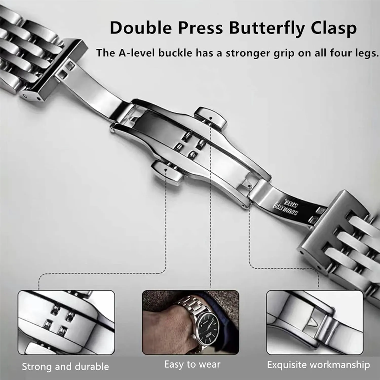 & Curved End 14mm 16mm 18mm 19mm 20mm 21mm 22mm 23mm 24mm Premium Polished Metal Watch Band regimentation kiln corruption Bracelet Universal Smartwatch Replacement Strap Men Women Stainless Steel Watch Band Straight 