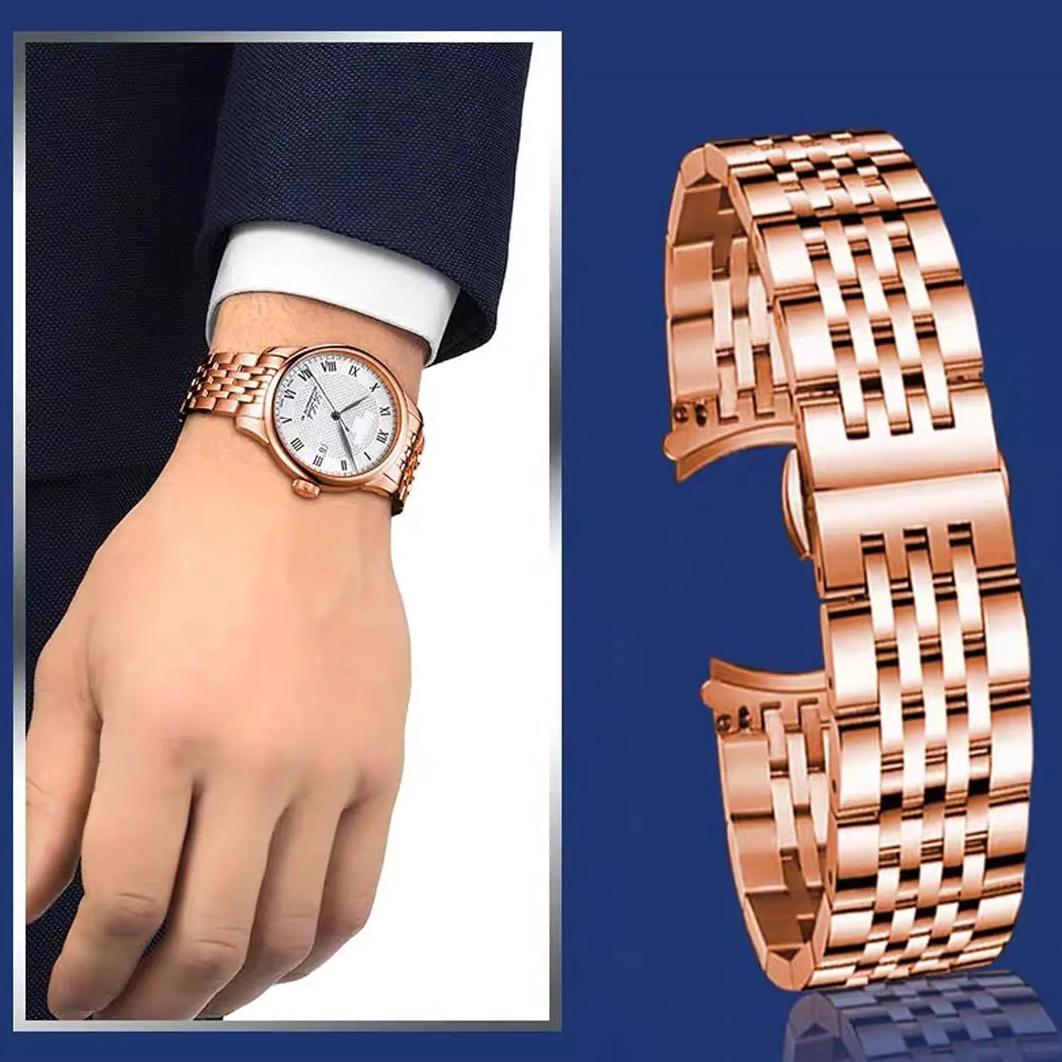 & Curved End 14mm 16mm 18mm 19mm 20mm 21mm 22mm 23mm 24mm Premium Polished Metal Watch Band regimentation kiln corruption Bracelet Universal Smartwatch Replacement Strap Men Women Stainless Steel Watch Band Straight 