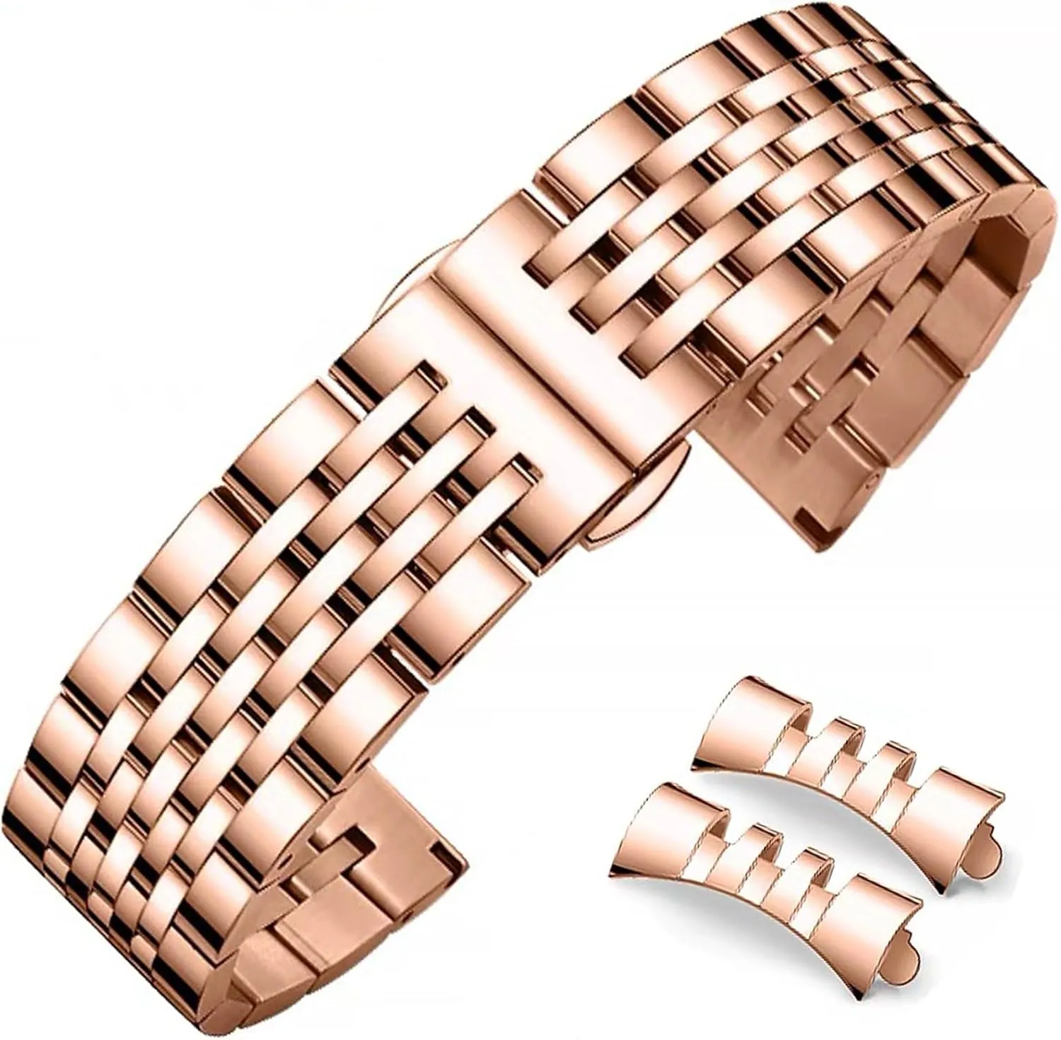 & Curved End 14mm 16mm 18mm 19mm 20mm 21mm 22mm 23mm 24mm Premium Polished Metal Watch Band regimentation kiln corruption Bracelet Universal Smartwatch Replacement Strap Men Women Stainless Steel Watch Band Straight 