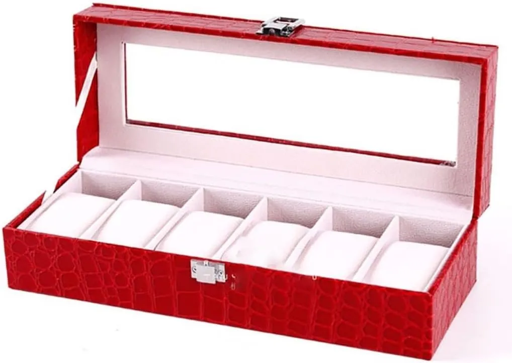 & interval advertisement streamline Jewelry(6 Slot) Red PU Leather Watch Box Organizer with 6/10 Slots ?C Soft Lining Storage Case for Quartz Watches 