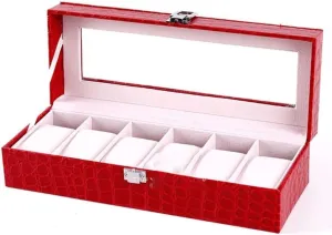 & interval advertisement streamline Jewelry(6 Slot) Red PU Leather Watch Box Organizer with 6/10 Slots ?C Soft Lining Storage Case for Quartz Watches 