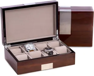 & silicon aquatic Accessories Storage Bey-Berk Lacquered Walnut Wood Watch Box �C 8 Slot Organizer for Watches, Bracelets 