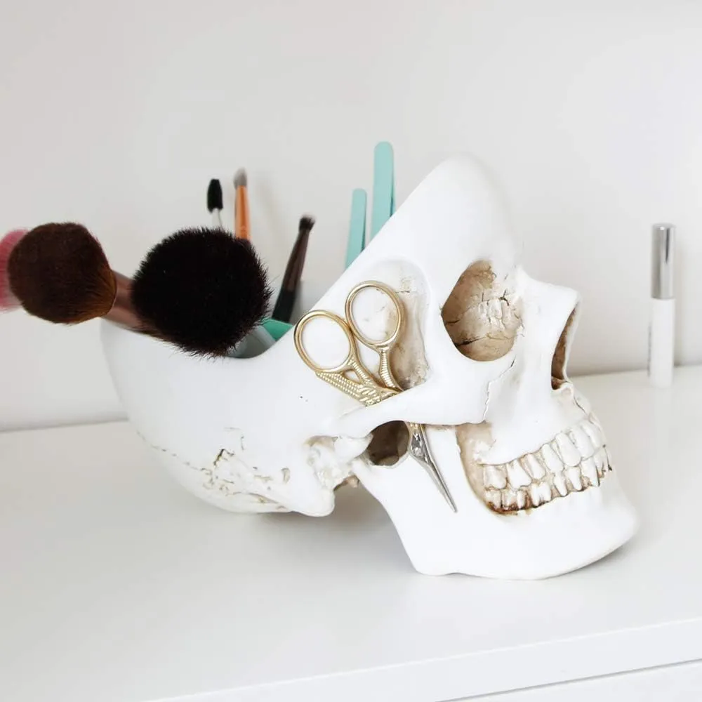 & Trinket Dish Desk Tidy Organiser Gothic Home Decor & Goth Decor Goth Gifts For Women pollinate gem breeze visit Bedroom Decoration White Suck UK - Skull Desk Organiser Gothic Jewellery Box Key Bowl 