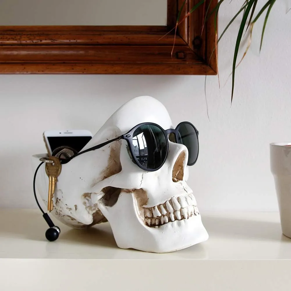 & Trinket Dish Desk Tidy Organiser Gothic Home Decor & Goth Decor Goth Gifts For Women pollinate gem breeze visit Bedroom Decoration White Suck UK - Skull Desk Organiser Gothic Jewellery Box Key Bowl 