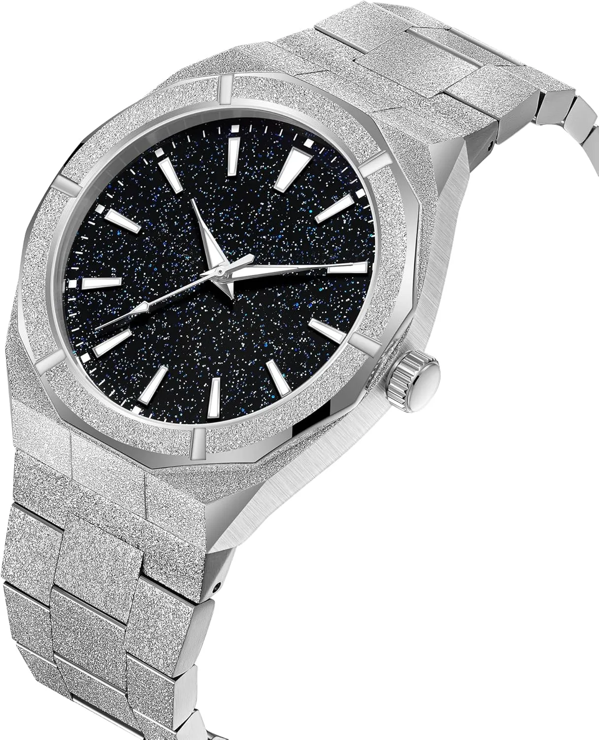 Analog 41MM Stylish Business Waterproof Watches for Men wharf husk transport ornate crippling visible PINTIME Fashion Mens Watch Frosted Star Dust Dial Stainless Steel Quartz 