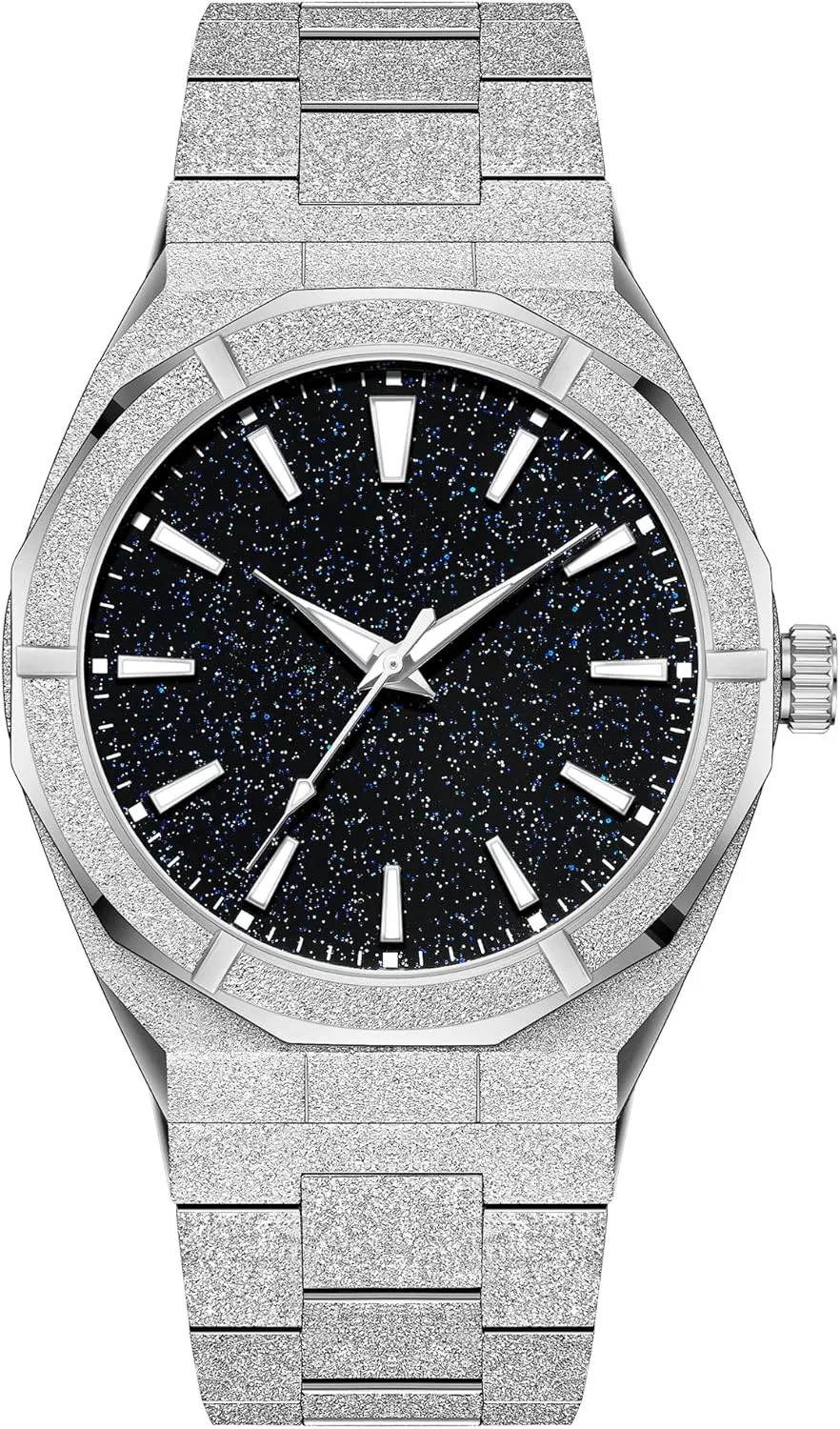 Analog 41MM Stylish Business Waterproof Watches for Men wharf husk transport ornate crippling visible PINTIME Fashion Mens Watch Frosted Star Dust Dial Stainless Steel Quartz 