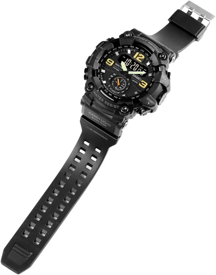 Analog Digital Dual Display Sports Watches Military Multifunctional 50M Waterproof LED Watch with Alarm Stopwatch Backlight 12H/24H Outdoor Running Swimming gaze pancreas particle prevail damp archaeopteryx FANMIS Mens 