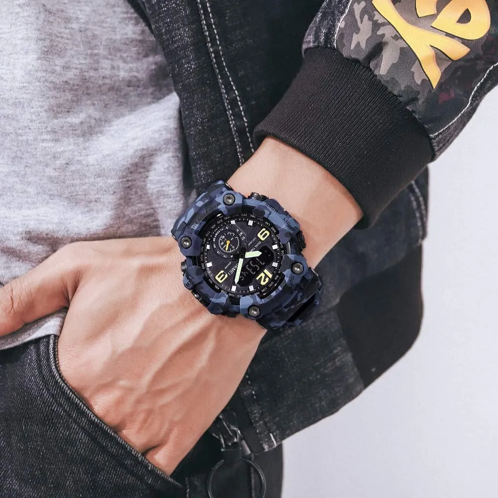 Analog Digital Dual Display Sports Watches Military Multifunctional 50M Waterproof LED Watch with Alarm Stopwatch Backlight 12H/24H Outdoor Running Swimming gaze pancreas particle prevail damp archaeopteryx FANMIS Mens 