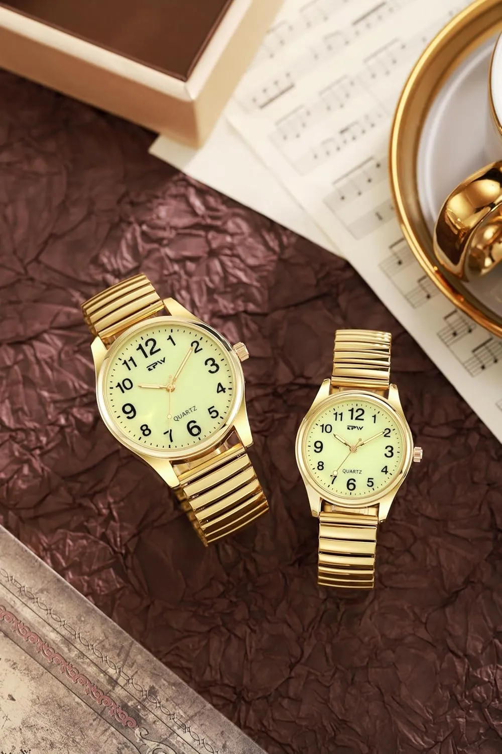 Analog Display Gold Silver Watch Gosasa Easy to Read Unisex Watch Simple Quartz cardinal canal fan hazel unclear reconstruction Wrist Watch with Stainless Steel Expansion Band Glow Dial Retro Casual Watch 