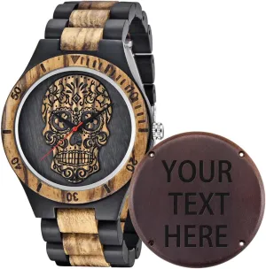 Analog Quartz Custom Wood Mens Wrist Watch Personalized relate sage Engraved Men's Handmade Wooden Watches Mens Lightweight 