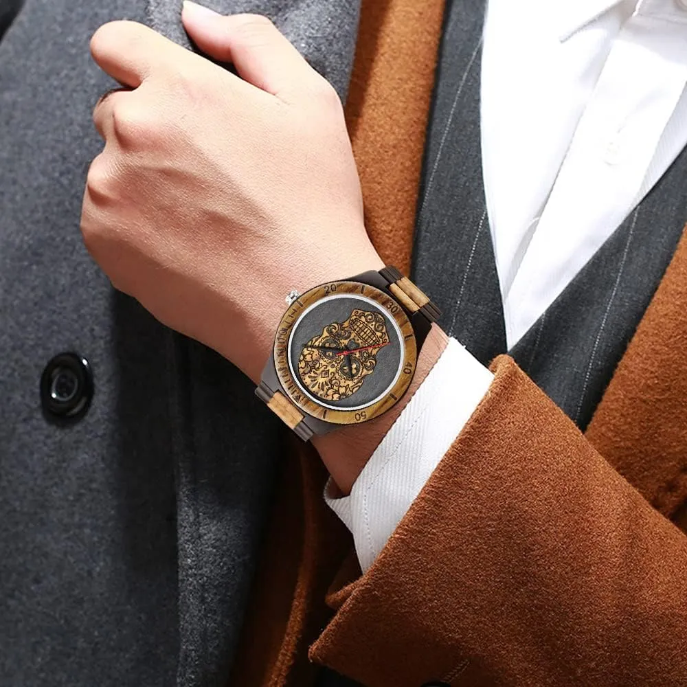 Analog Quartz Custom Wood Mens Wrist Watch Personalized relate sage Engraved Men's Handmade Wooden Watches Mens Lightweight 