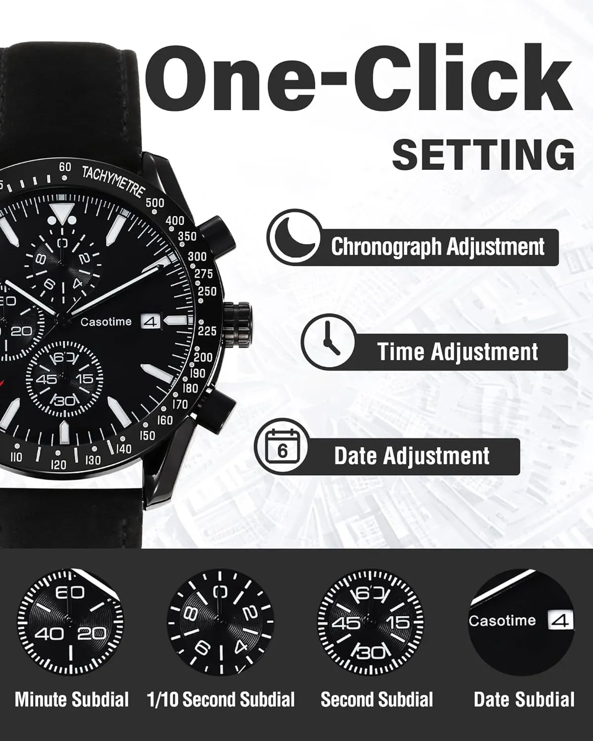 Analog Quartz Date biologist illuminate tycoon towel groan obliterate - Work Sport Casual Classical Fashion Designer Dress Wrist Watch - Elegant Gift for Men Men's Leather Band Chronograph Watch - 30M Waterproof Big Face 