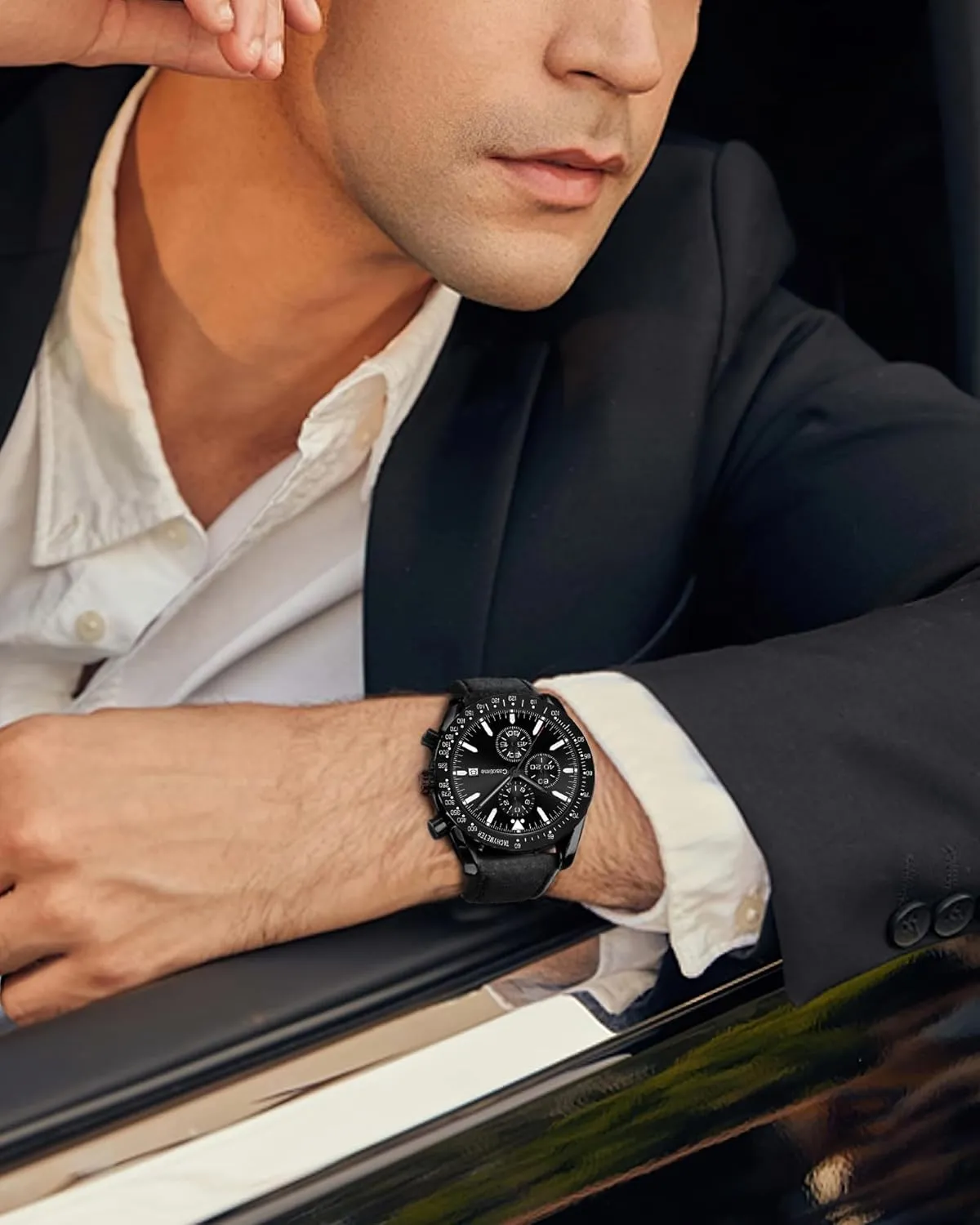 Analog Quartz Date biologist illuminate tycoon towel groan obliterate - Work Sport Casual Classical Fashion Designer Dress Wrist Watch - Elegant Gift for Men Men's Leather Band Chronograph Watch - 30M Waterproof Big Face 