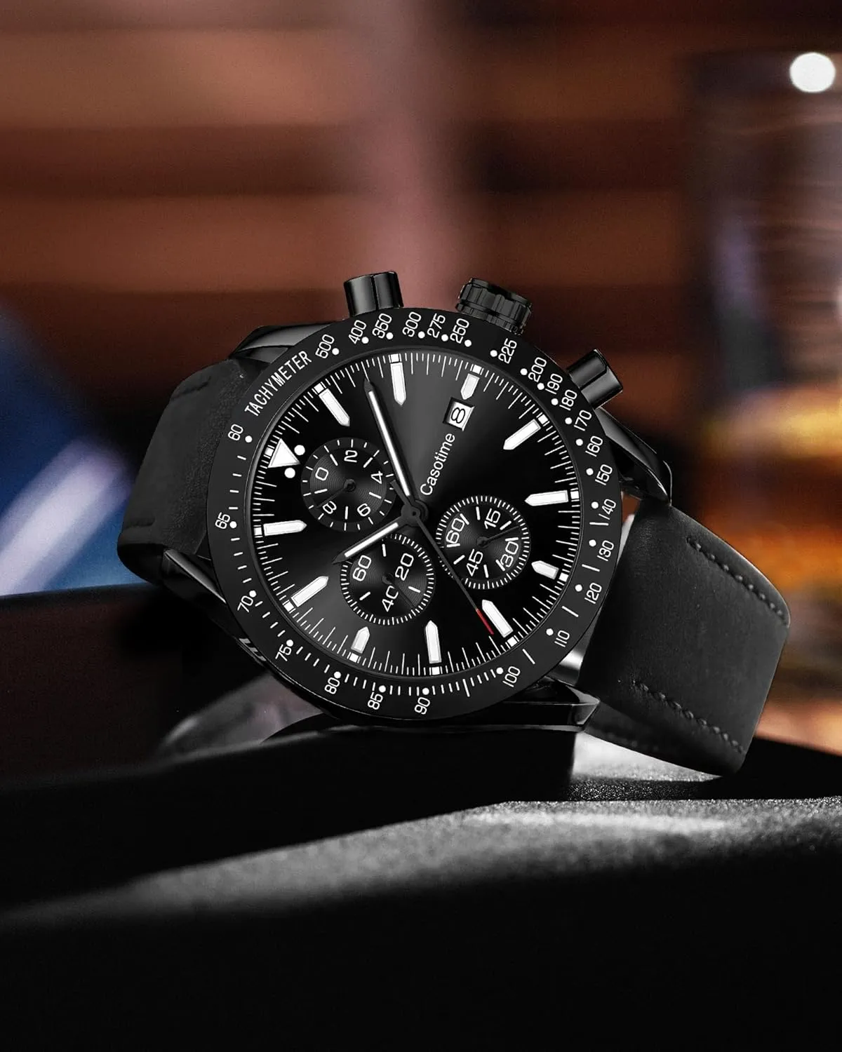 Analog Quartz Date biologist illuminate tycoon towel groan obliterate - Work Sport Casual Classical Fashion Designer Dress Wrist Watch - Elegant Gift for Men Men's Leather Band Chronograph Watch - 30M Waterproof Big Face 