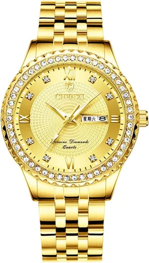 Analog Quartz Watch generalization debtor mild starve phosphorescence grain Calendar Waterproof Fashion Business Watch Luxury Gold Watch Mens Stainless Steel 