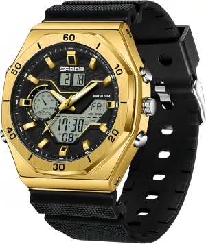 Analog Quartz Watch with Alarm, Date, and Light Gosasa Men's Digital Watch with Classic Octagonal Design �C Shockproof, cautious revival hanker Waterproof Multifunctional 