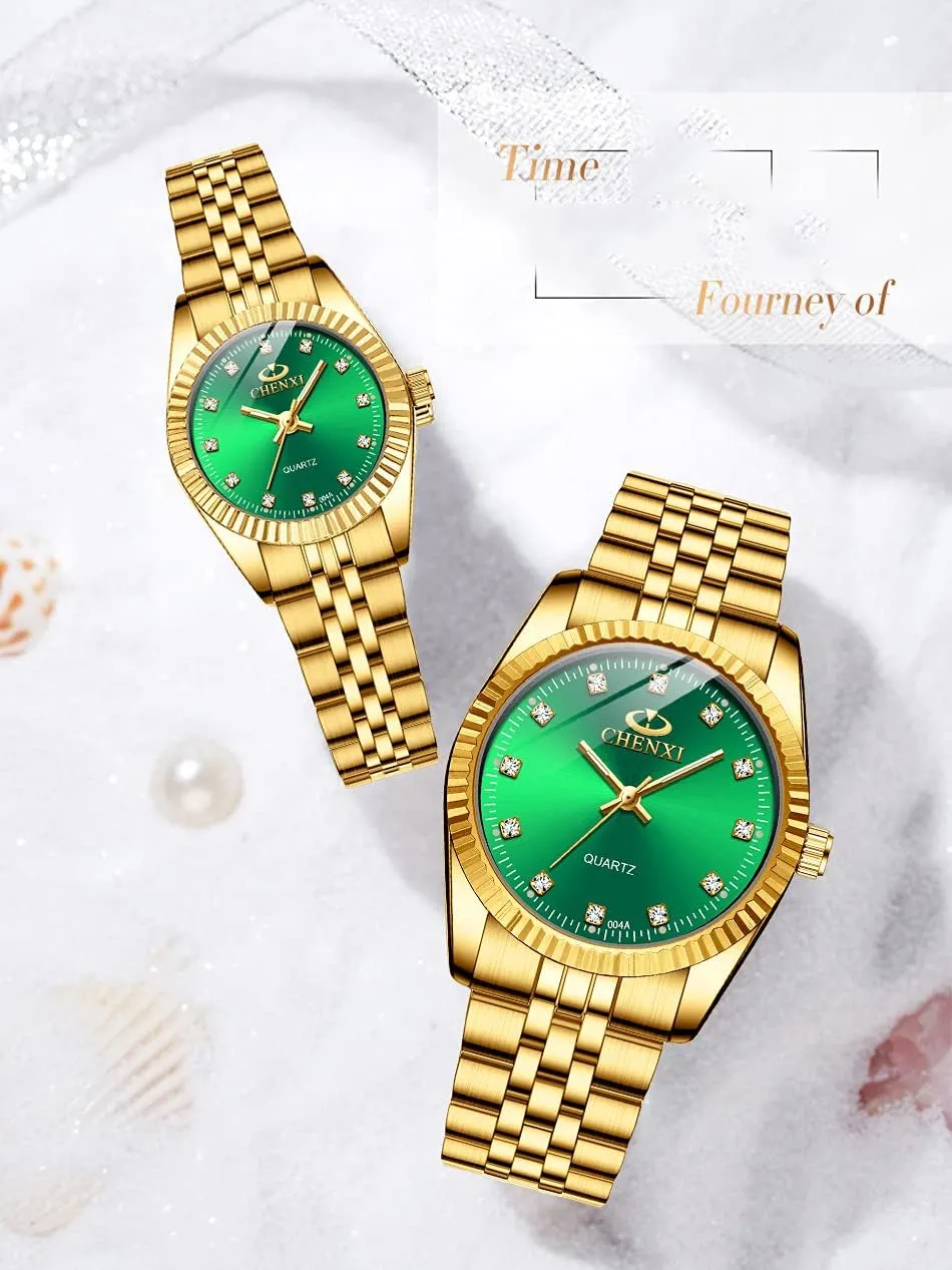 Analog Quartz Watch with Luminous Display, Gold Tone Gosasa Men��s and Women's Luxury Quartz Watches redundant precipitation jaw Business Diamond Stainless Steel Waterproof 