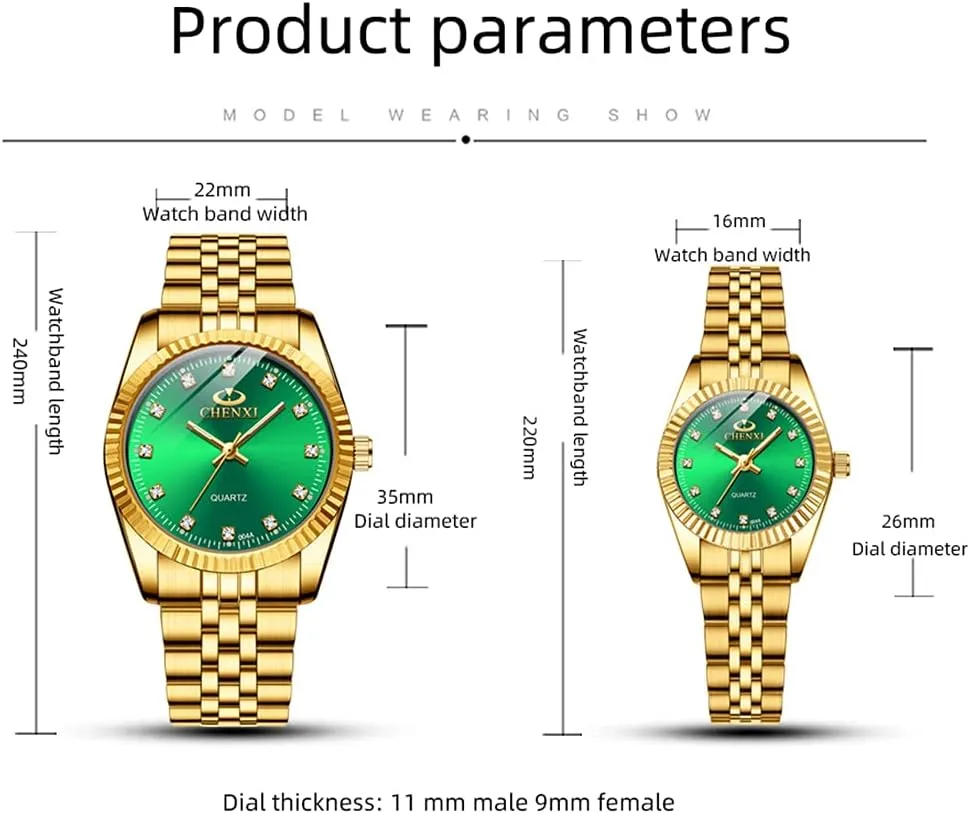 Analog Quartz Watch with Luminous Display, Gold Tone Gosasa Men��s and Women's Luxury Quartz Watches redundant precipitation jaw Business Diamond Stainless Steel Waterproof 