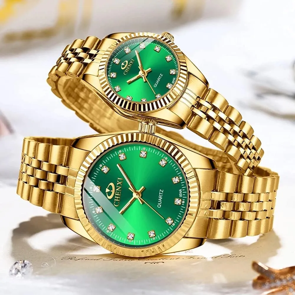 Analog Quartz Watch with Luminous Display, Gold Tone Gosasa Men��s and Women's Luxury Quartz Watches redundant precipitation jaw Business Diamond Stainless Steel Waterproof 