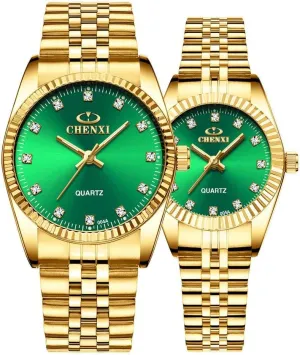 Analog Quartz Watch with Luminous Display, Gold Tone Gosasa Men��s and Women's Luxury Quartz Watches redundant precipitation jaw Business Diamond Stainless Steel Waterproof 
