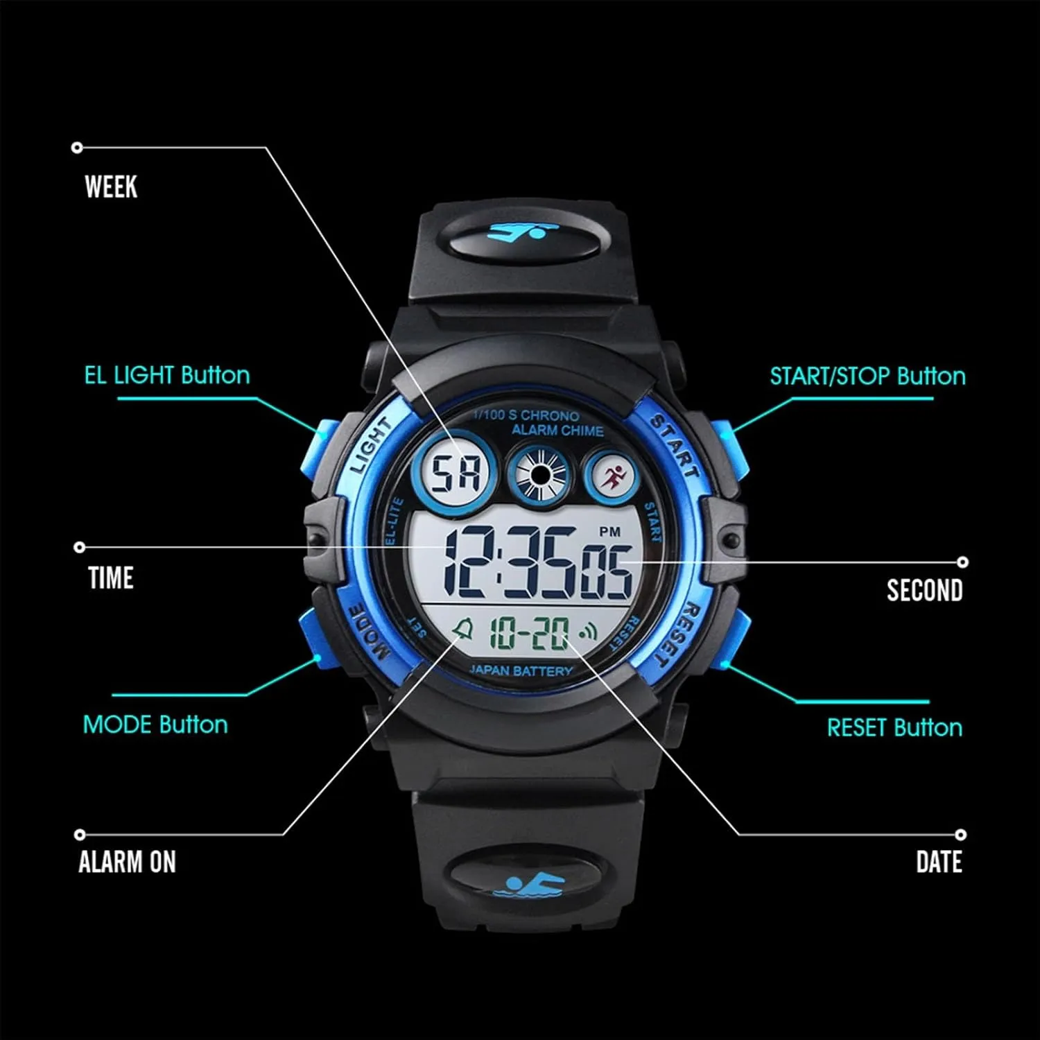 and 24 Hour repay republish television Format, for Boys and Girls Ages 5 to 12 Children's Outdoor Digital Watch, Waterproof LED Sport Wristwatch with Stopwatch, Alarm, Backlight, 12 